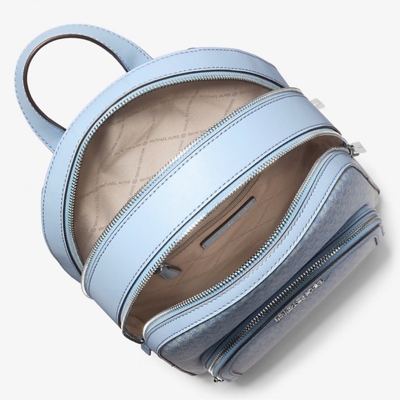 Michael Kors Jaycee Medium Ombré Signature Logo Backpack Light Sky Blue - Picture 11 of 12